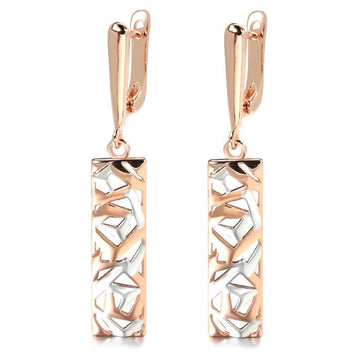 Latest Fashion 14K Filled Rose Gold and Silver Dichroic Plating Geometric Hollow Earrings - Fashion Jewellery